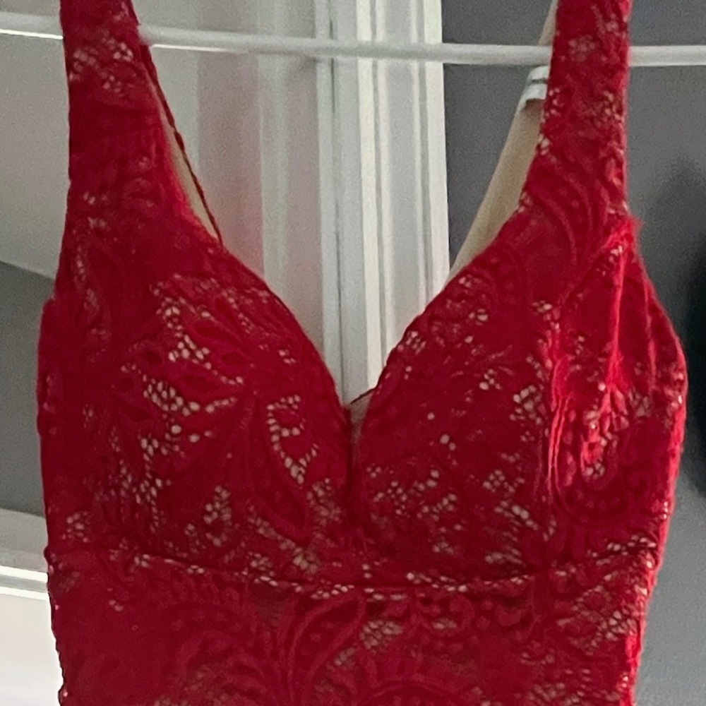 Red lace dress
